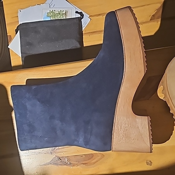 Charlotte Stone Blue Ankle Boots with Tan Sole - Picture 2 of 7